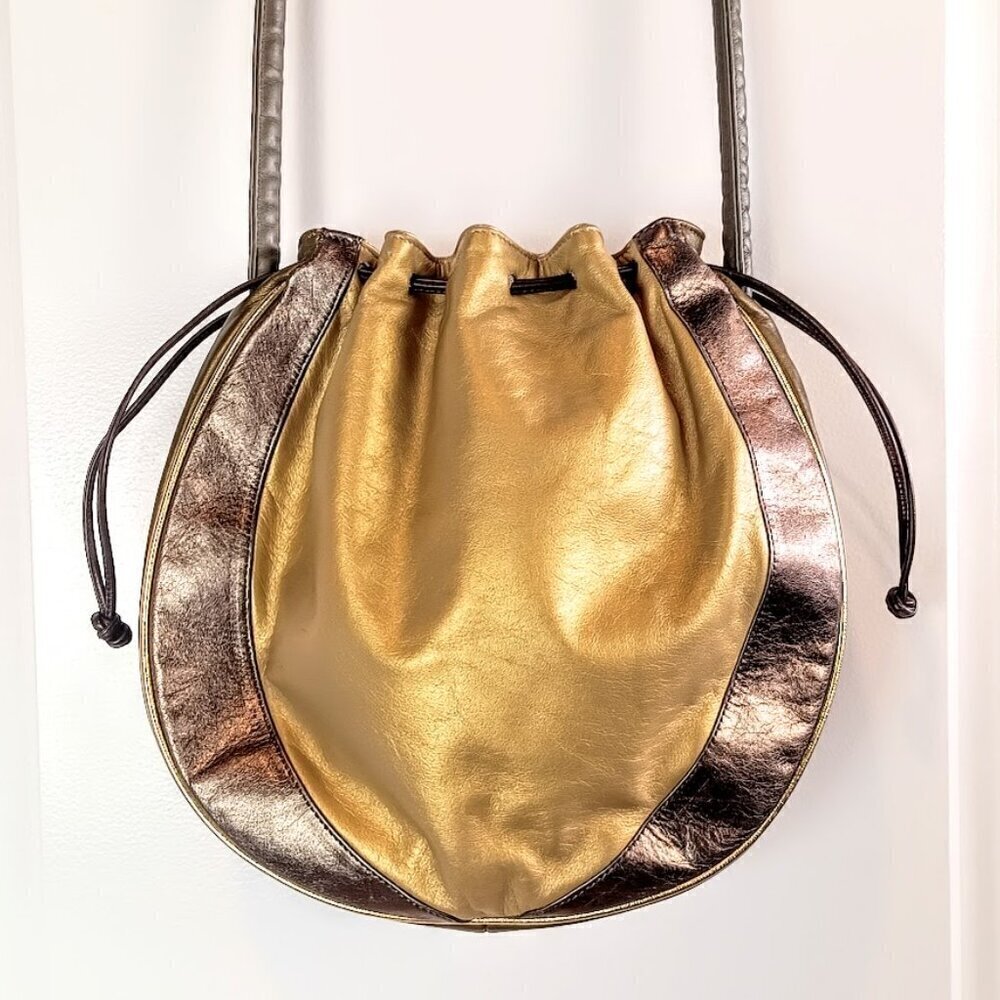 Vintage Judi Simon USA Tri-Color Metallic Leather Hobo Bag
